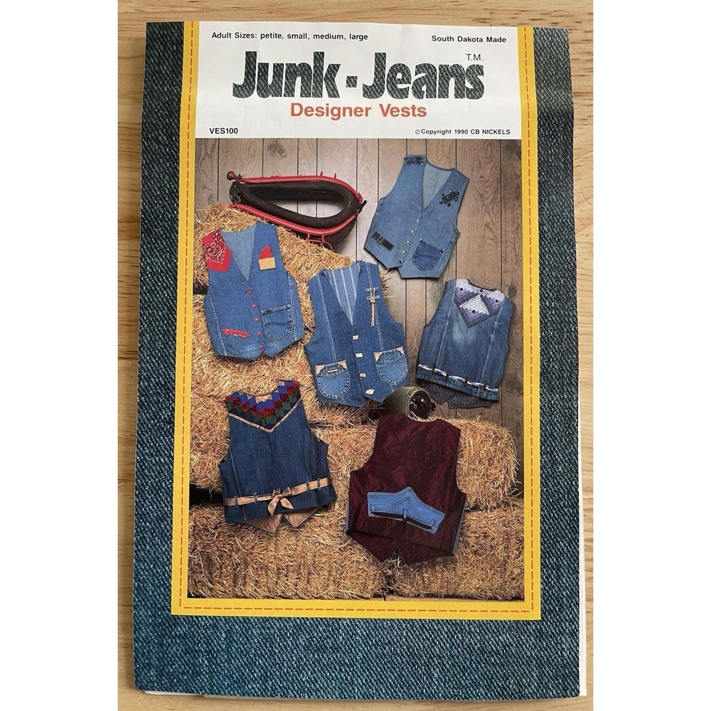 VTG Junk Jeans sewing pattern VES100 Designer Vests Adult Sizes P-XL UNCUT FF